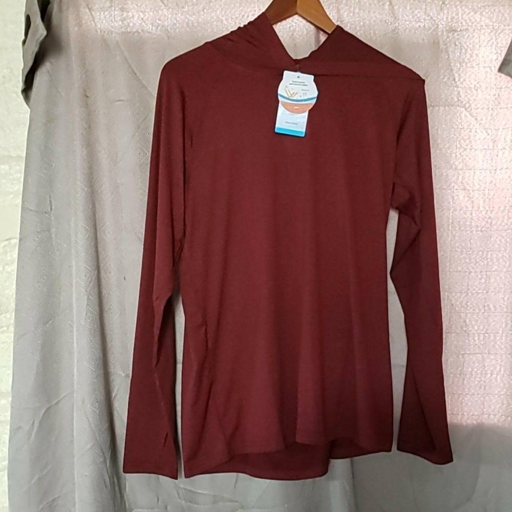 Magcomsen Hooded Shirt Mens Small Red Long Sleeve UPF 50+ Sun Protection